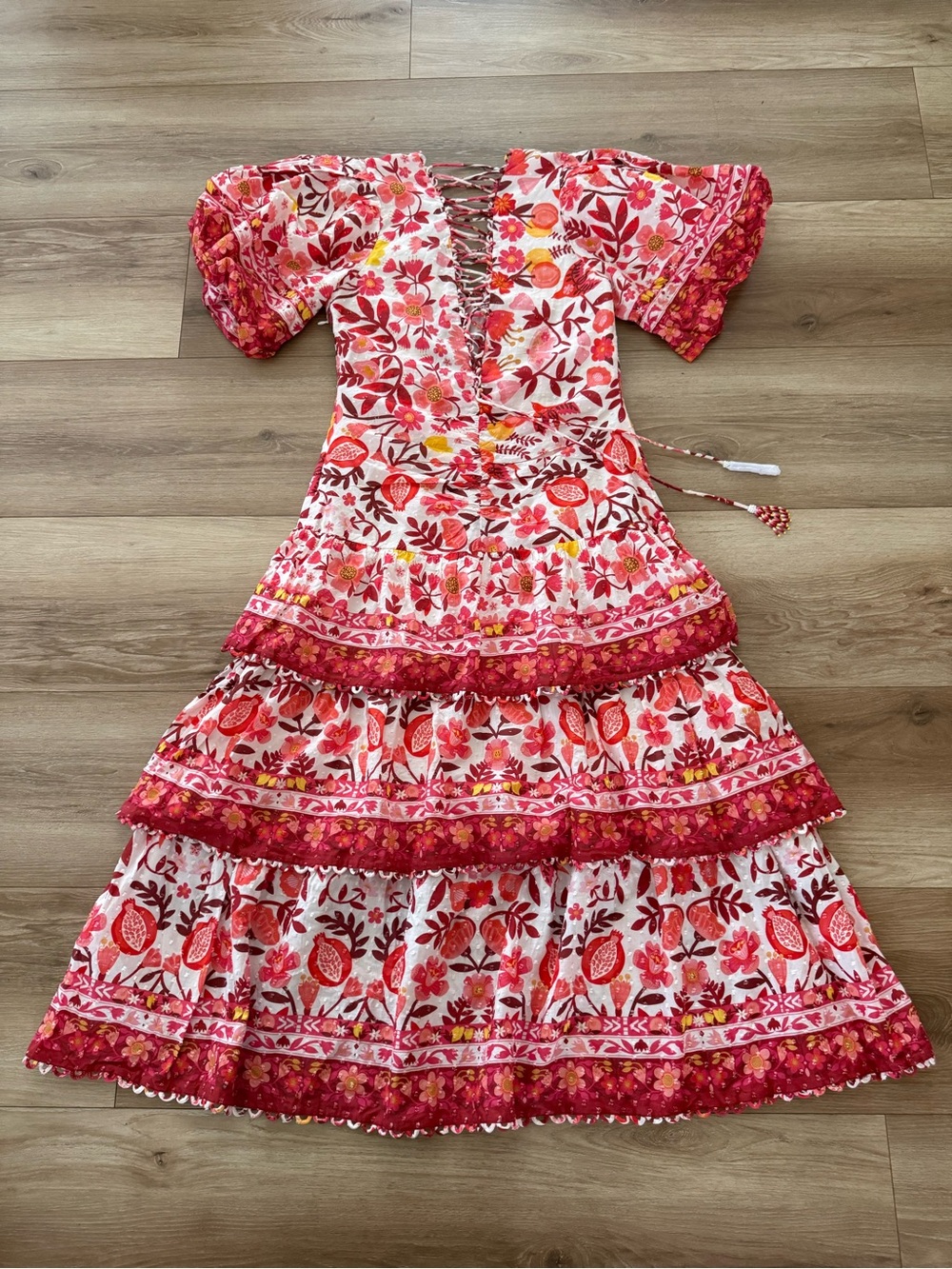FARM RIO ROMANTIC ORCHARD OFF WHITE MIDI DRESS M - Picture 15 of 15